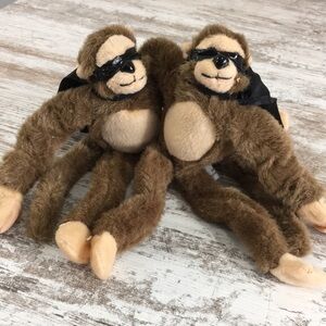 Vintage 2006 Flingshot Flying Monkey Plush Toy Pair Screaming Slingshot Masked